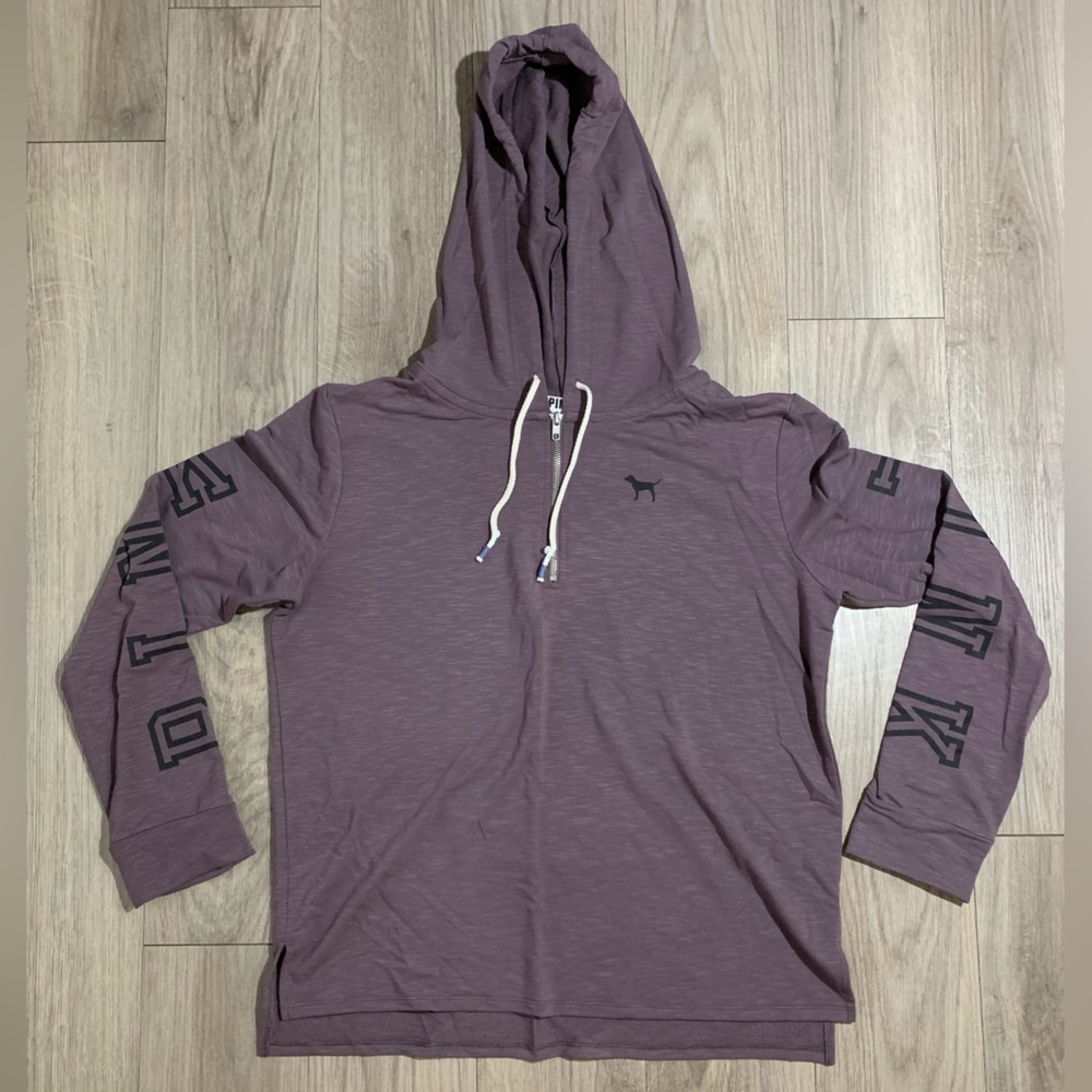 PINK Quarter Zip Hoodie, Purple, L